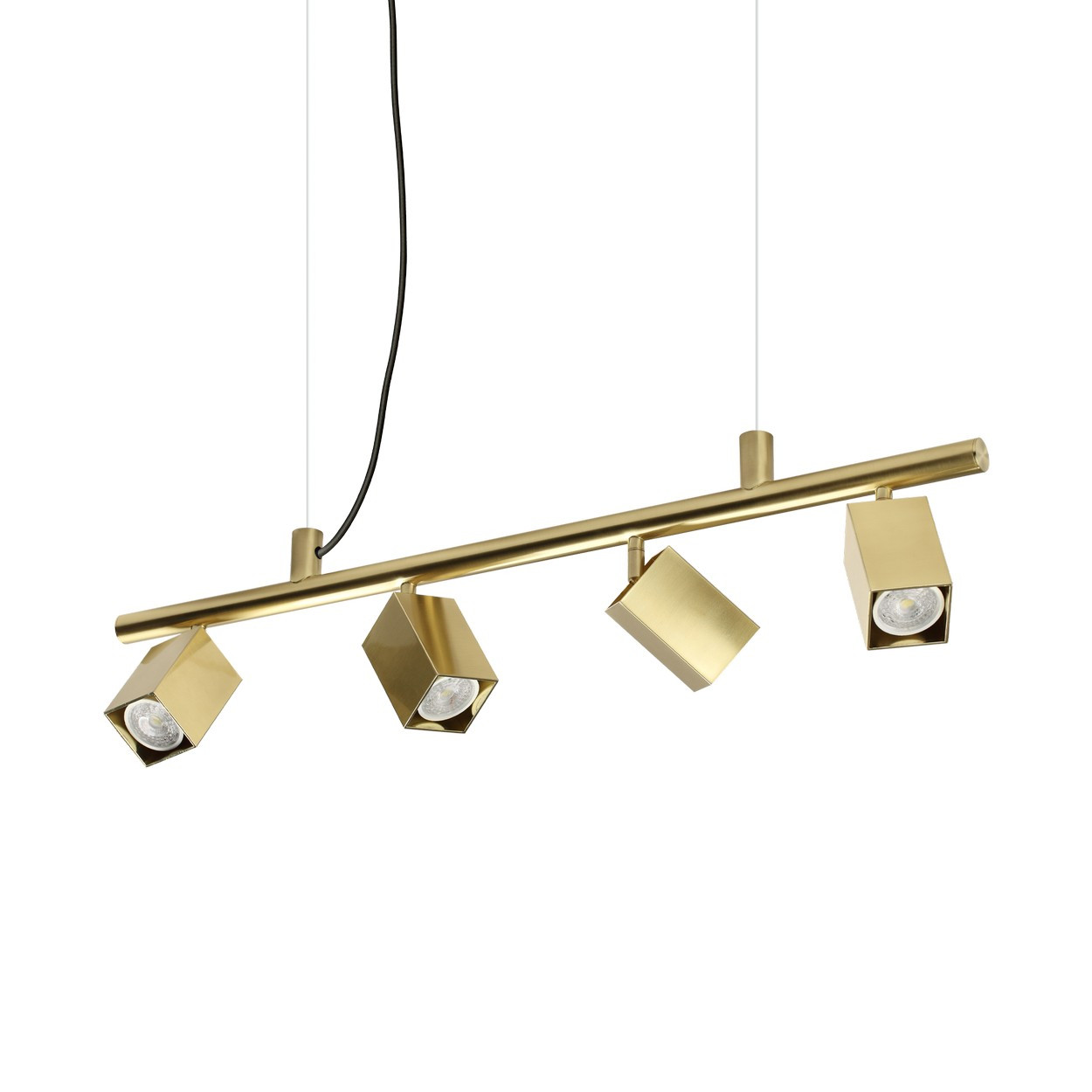 Dynamite Square Bar Pendant Ceiling Light Brass 4x GU10