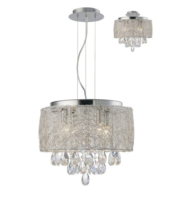 Ceiling Pendant 4 Light Polished Chrome, Crystal - 1