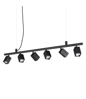 Dynamite Square Bar Pendant Ceiling Light Black 6x GU10-1