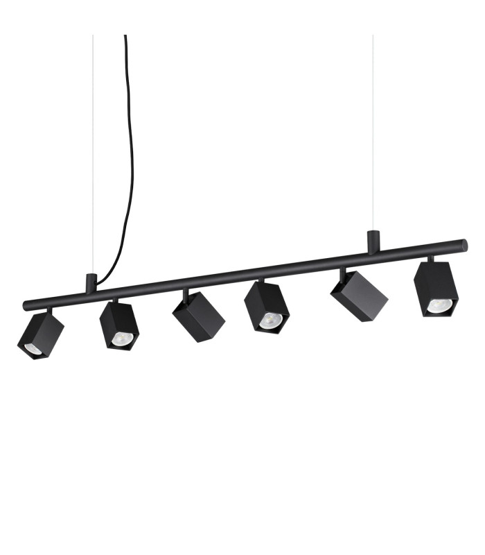 Dynamite Square Bar Pendant Ceiling Light Black 6x GU10-1