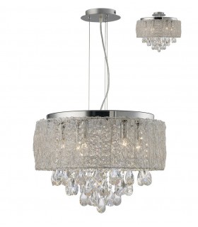 Ceiling Pendant 6 Light Polished Chrome, Crystal - 1