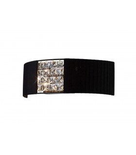 Flush Wall Lamp with Black Shade 2 Light Polished Chrome, Crystal - 1