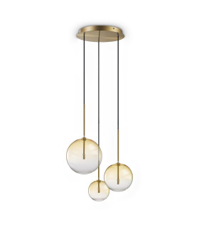 Equinoxe Cluster Pendant Ceiling Light Shaded Amber 3x G4-1