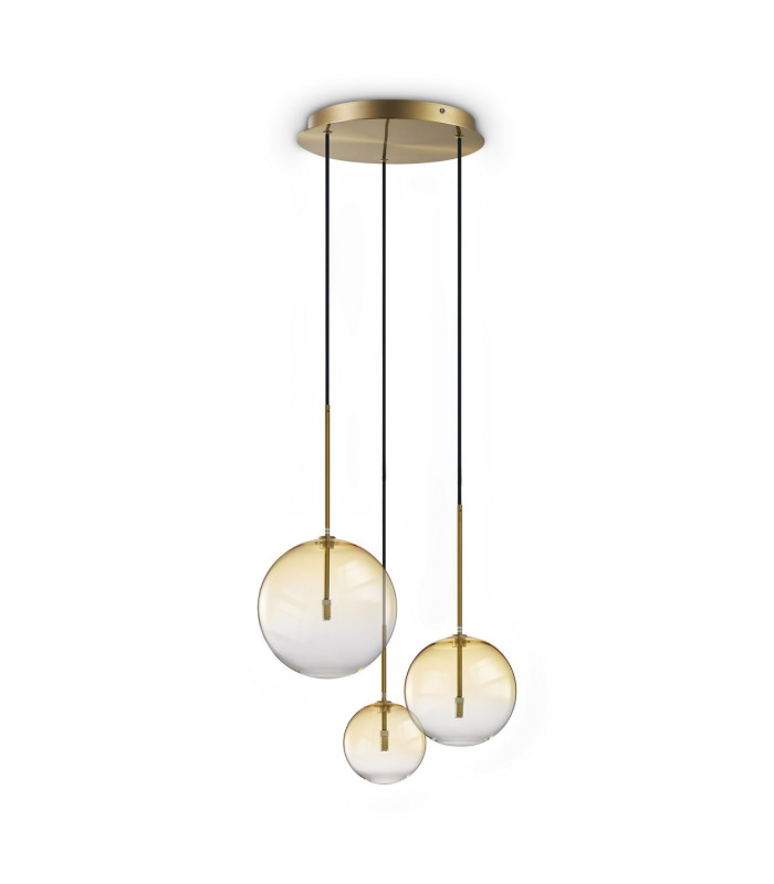 Equinoxe Cluster Pendant Ceiling Light Shaded Amber 3x G4-1