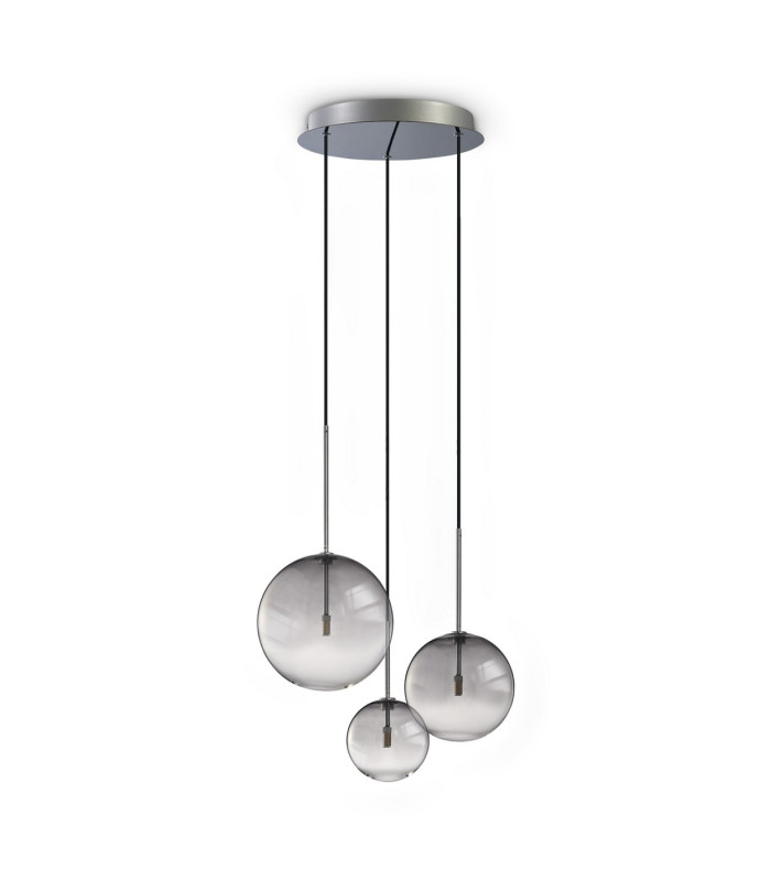 Equinoxe Cluster Pendant Ceiling Light Shaded Smoke 3x G4-1