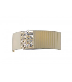 Flush Wall Lamp with Cream Shade 2 Light Polished Chrome, Crystal - 1