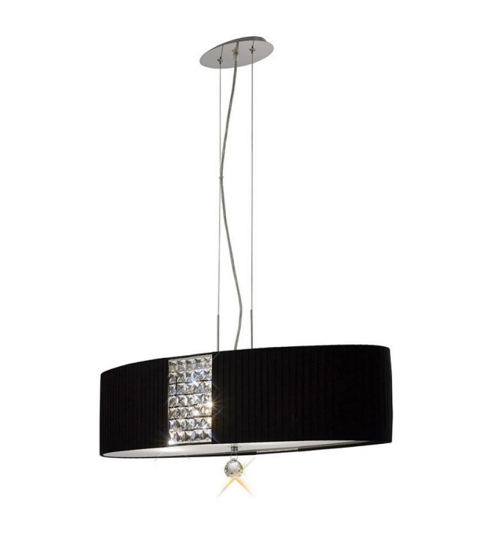 Ceiling Pendant Oval with Black Shade 4 Light Polished Chrome, Crystal - 1