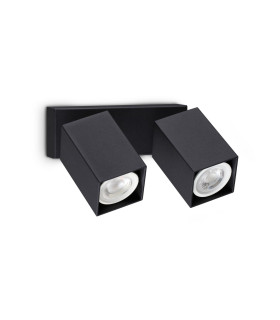 Dynamite Square Twin Ceiling Spotlight Black 2x GU10-1