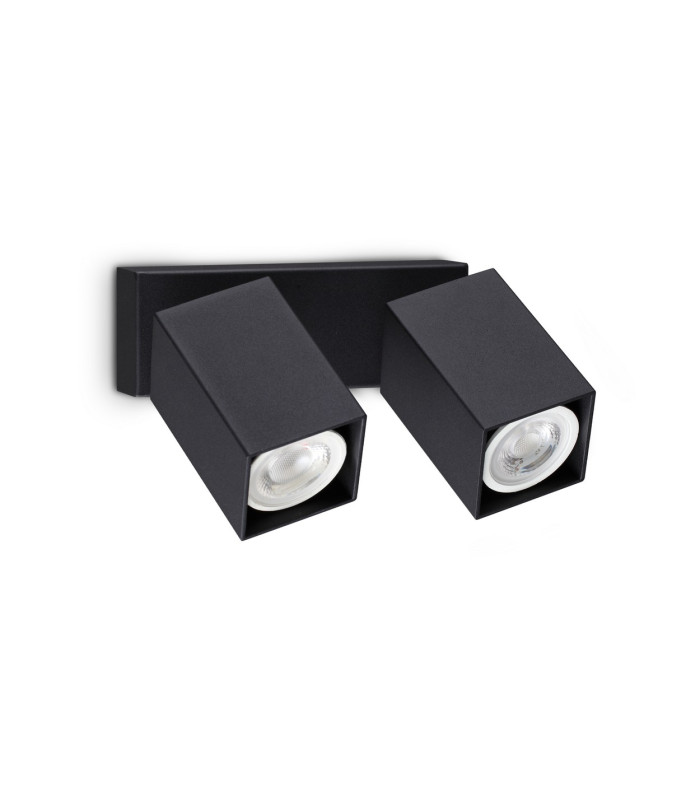 Dynamite Square Twin Ceiling Spotlight Black 2x GU10-1