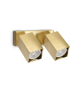 Dynamite Square Twin Ceiling Spotlight Brass 2x GU10-1