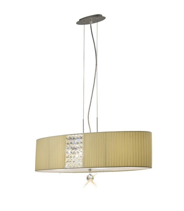 Ceiling Pendant Oval with Cream Shade 4 Light Polished Chrome, Crystal - 1