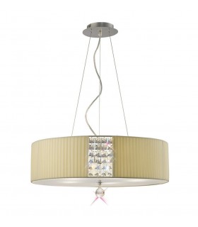 Ceiling Pendant Round with Cream Shade 5 Light Polished Chrome, Crystal - 1