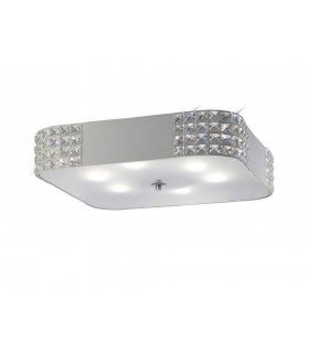 Flush Ceiling 6 Light White, Crystal - 1