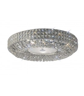 Flush Ceiling 9 Light Polished Chrome, Crystal - 1