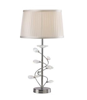 Table Lamp with White Shade 1 Light Polished Chrome, Crystal - 1