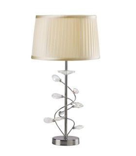 Table Lamp with Cream Shade 1 Light Polished Chrome, Crystal - 1