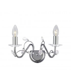 Wall Lamp 2 Light Polished Chrome, Crystal (SHADE SOLD SEPARATELY) - 1