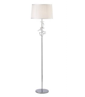 Floor Lamp with White Shade 1 Light Polished Chrome, Crystal - 1