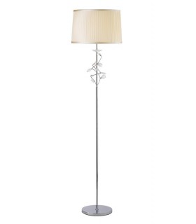 Floor Lamp with Cream Shade 1 Light Polished Chrome, Crystal - 1
