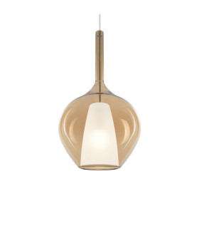 Kalique 28cm Dome Pendant Ceiling Light Amber 1x E27-1
