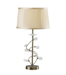 Table Lamp with Cream Shade 1 Light Antique Brass, Crystal - 1