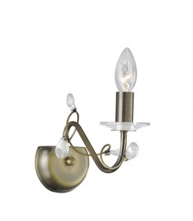 Wall Lamp 1 Light Antique Brass, Crystal (SHADE SOLD SEPARATELY) - 1