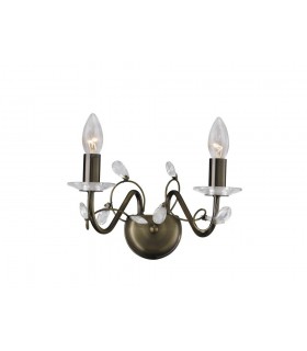 Wall Lamp 2 Light Antique Brass, Crystal (SHADE SOLD SEPARATELY)  - 1