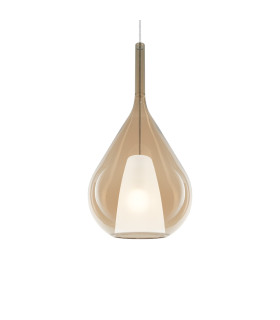 Kalique 28cm Teardrop Dome Pendant Ceiling Light Amber 1x E27-1