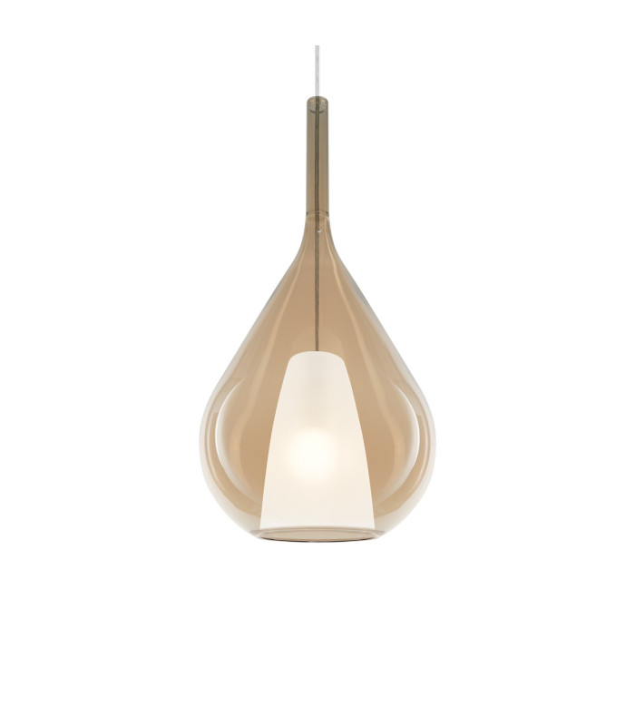 Kalique 28cm Teardrop Dome Pendant Ceiling Light Amber 1x E27-1