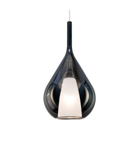 Kalique 28cm Teardrop Dome Pendant Ceiling Light Smoke 1x E27-1