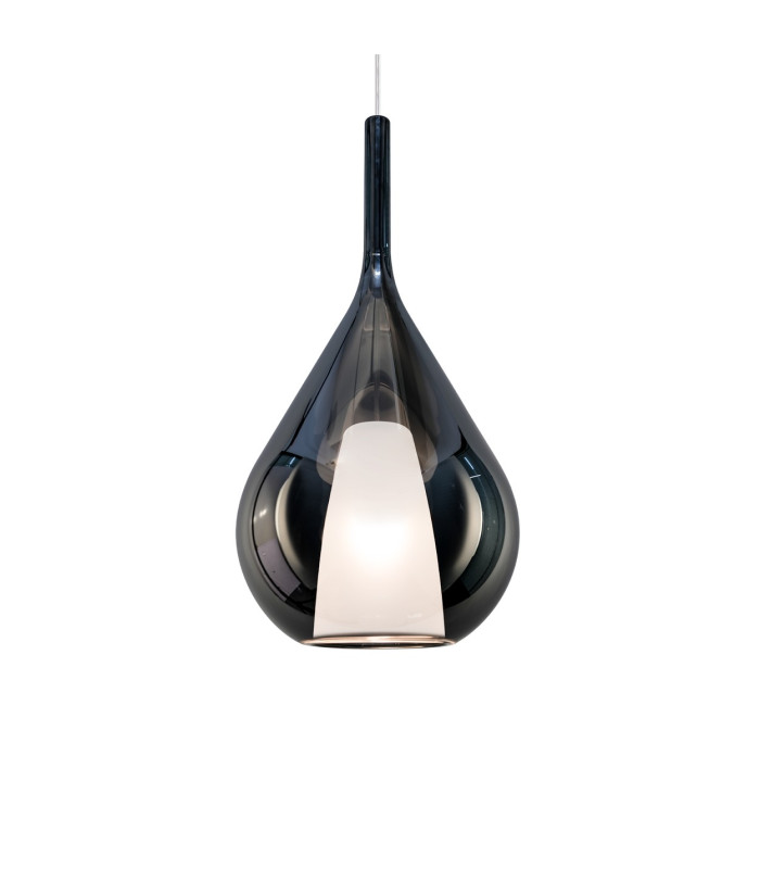 Kalique 28cm Teardrop Dome Pendant Ceiling Light Smoke 1x E27-1