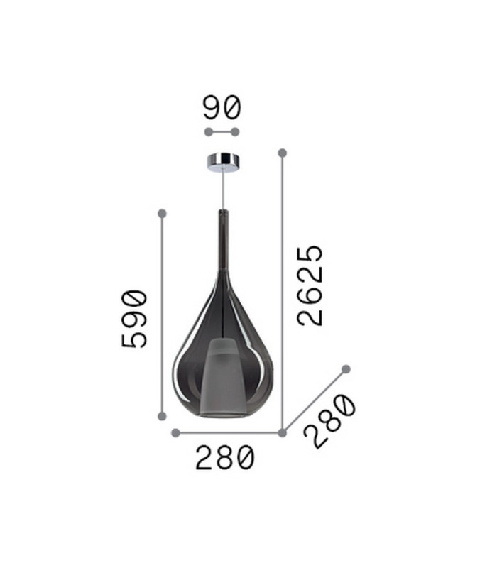 Kalique 28cm Teardrop Dome Pendant Ceiling Light Smoke 1x E27-2