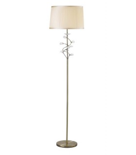 Floor Lamp with Cream Shade 1 Light Antique Brass, Crystal - 1