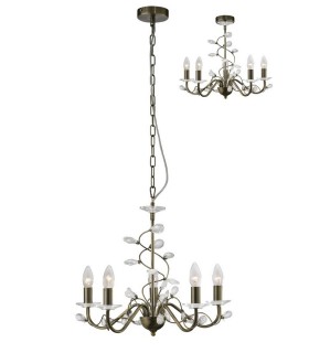 Ceiling Pendant (SHADE SOLD SEPARATELY) 5 Light Antique Brass, Crystal - 1