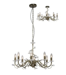 Ceiling Pendant (SHADE SOLD SEPARATELY) 8 Light Antique Brass, Crystal - 1