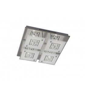 Flush Ceiling Square 4 Light Polished Chrome, Glass, Crystal - 1