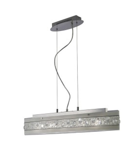 Ceiling Pendant Bar 5 Light Polished Chrome, Glass, Crystal - 1