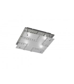 Flush Ceiling Square 4 Light Polished Chrome, Glass, Crystal - 1