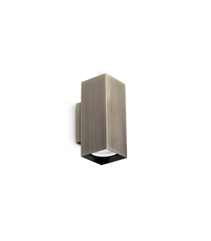 Look 15cm Square Up & Down Wall Lamp Burnished Brass 2x GU10-1