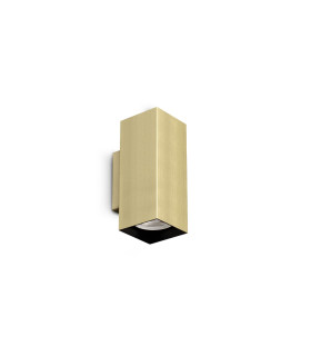 Look 15cm Square Up & Down Wall Lamp Brass 2x GU10-1