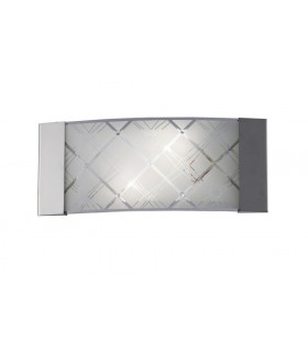 Flush Wall Lamp 2 Light Polished Chrome, Glass - 1