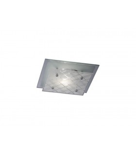 Flush Ceiling Square 1 Light Small Polished Chrome, Glass - 1