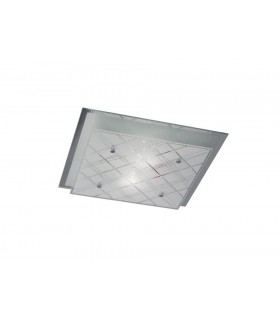 Flush Ceiling Square 2 Light Medium Polished Chrome, Glass - 1