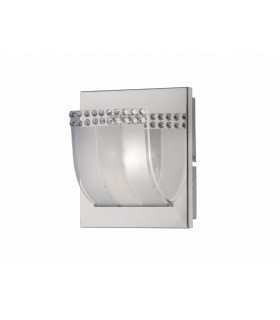 Flush Wall Lamp Switched 1 Light Polished Chrome, Glass, Crystal - 1
