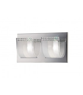 Flush Wall Lamp Switched 2 Light Polished Chrome, Glass, Crystal - 1