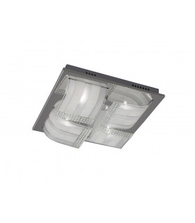 Flush Ceiling Large 4 Light Polished Chrome, Glass, Crystal - 1