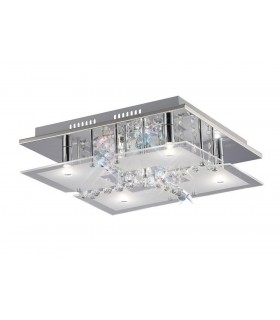 Flush Ceiling 5 Light Polished Chrome, Glass, Crystal - 1