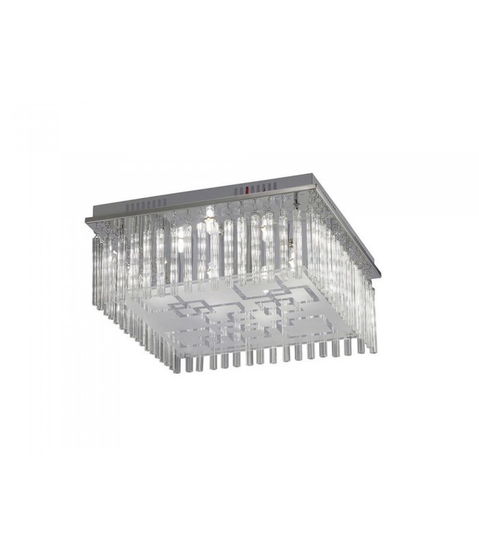 Flush Ceiling 8 Light Polished Chrome, Glass - 1