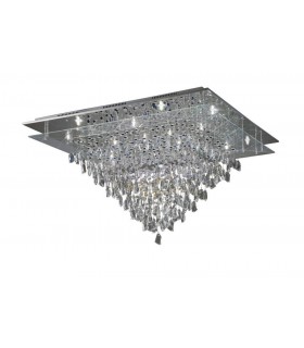 Flush Ceiling 14 Light Polished Chrome, Crystal - 1