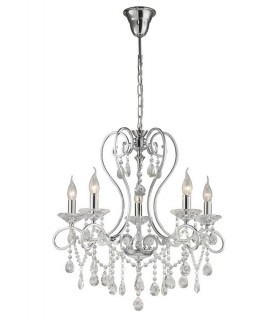 Ceiling Pendant Chandelier 5 Light Polished Chrome, Crystal - 1
